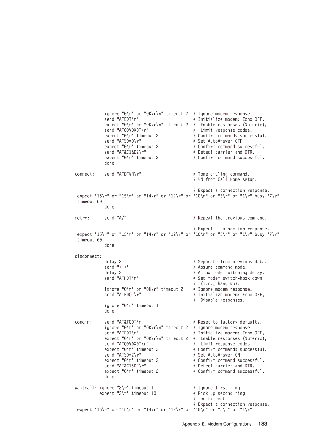 IBM RS/6000 44P manual Appendix E. Modem Configurations 