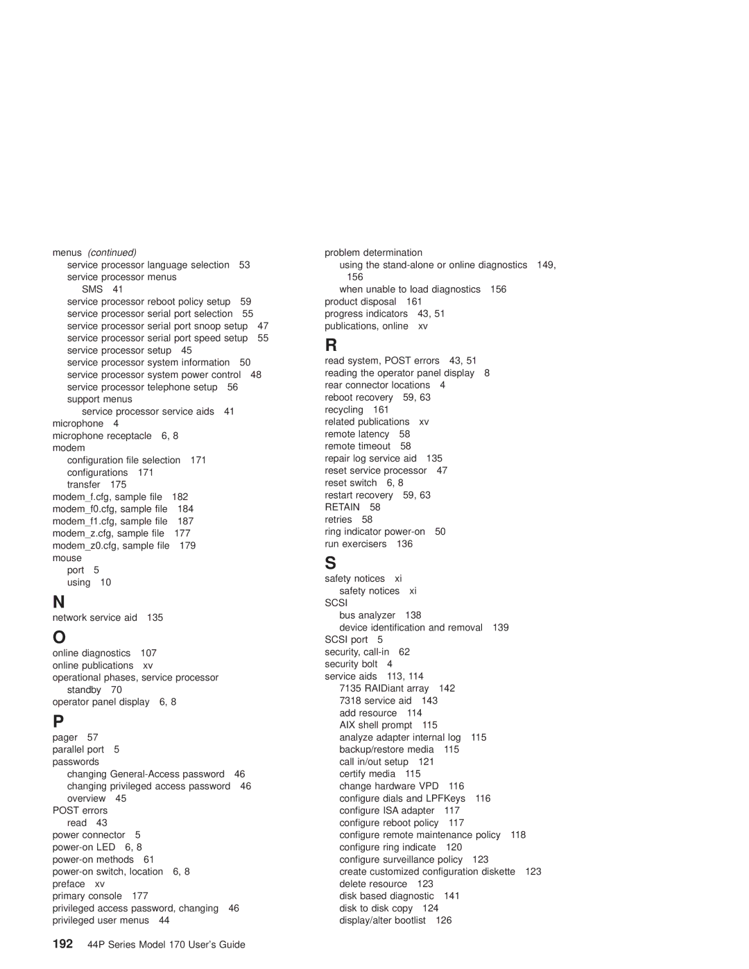 IBM RS/6000 44P manual Menus 