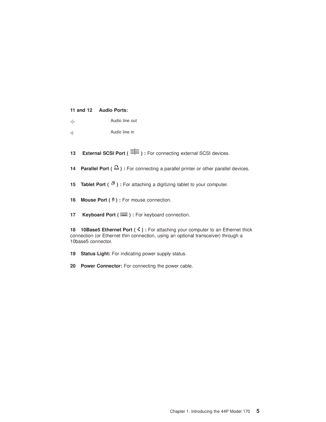 IBM RS/6000 44P manual Audio Ports 