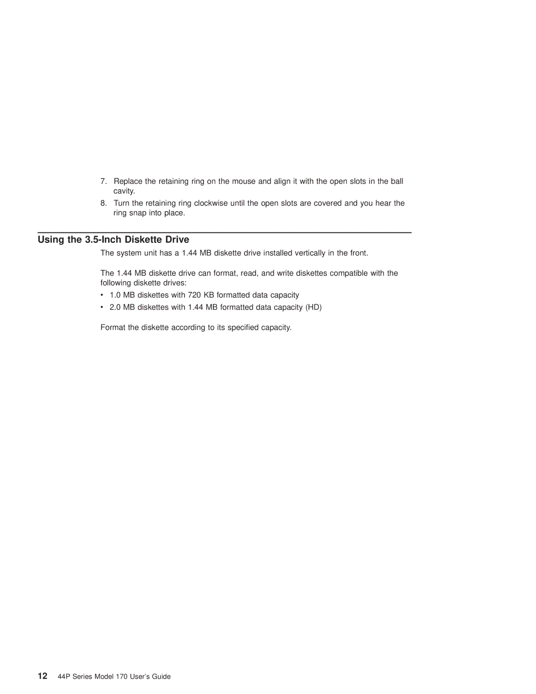 IBM RS/6000 44P manual Using the 3.5-Inch Diskette Drive 