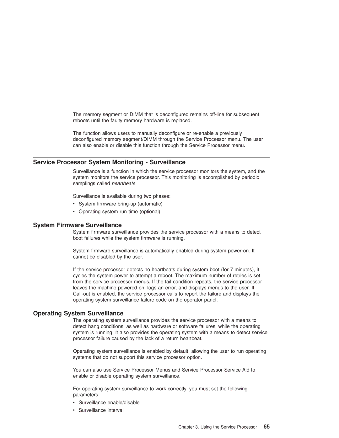 IBM RS/6000 44P manual Service Processor System Monitoring Surveillance, System Firmware Surveillance 