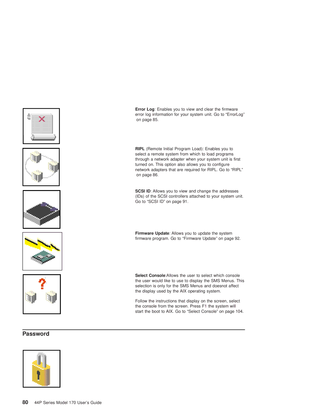 IBM RS/6000 44P manual Password 