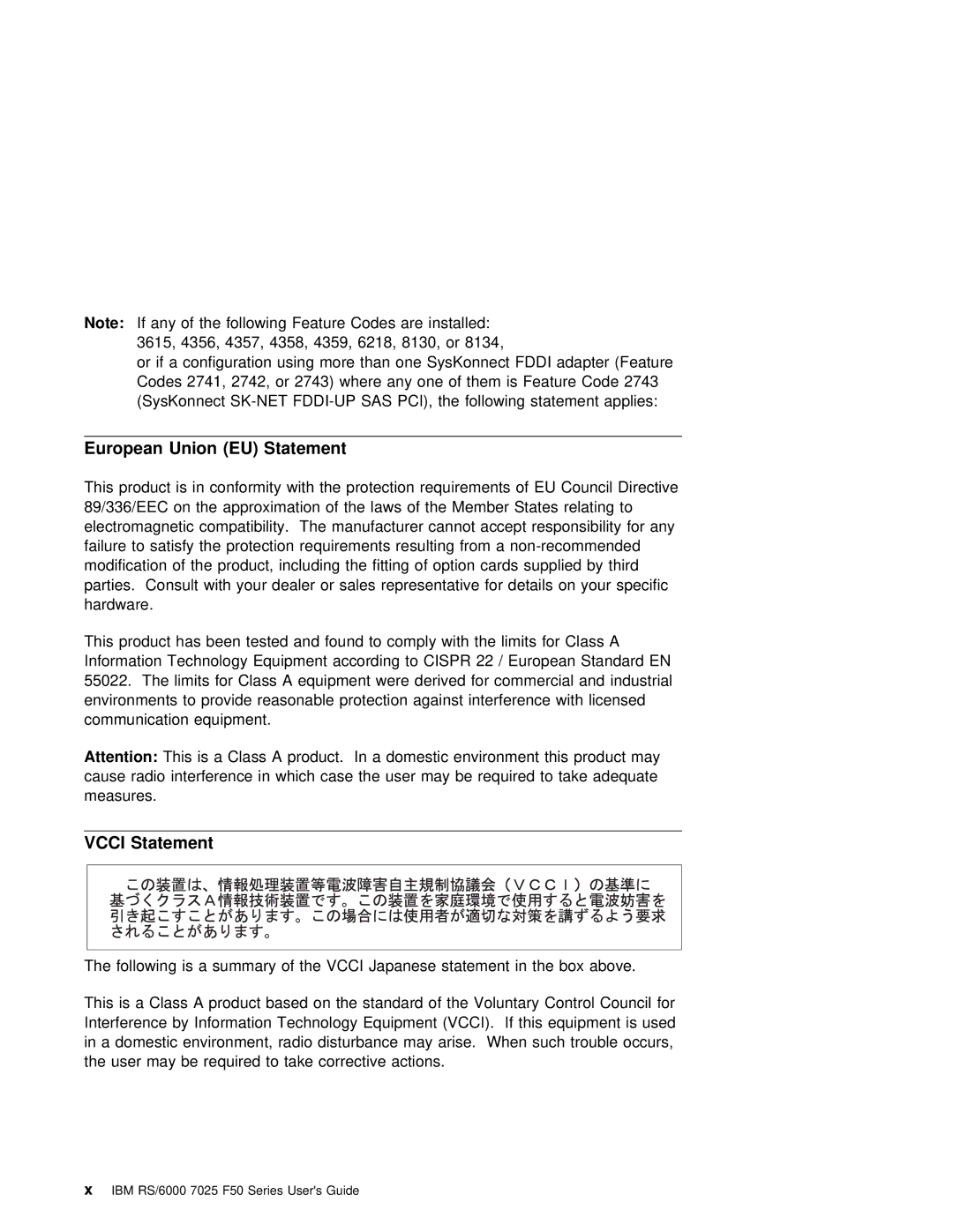 IBM RS/6000 7025 manual European Union EU Statement 