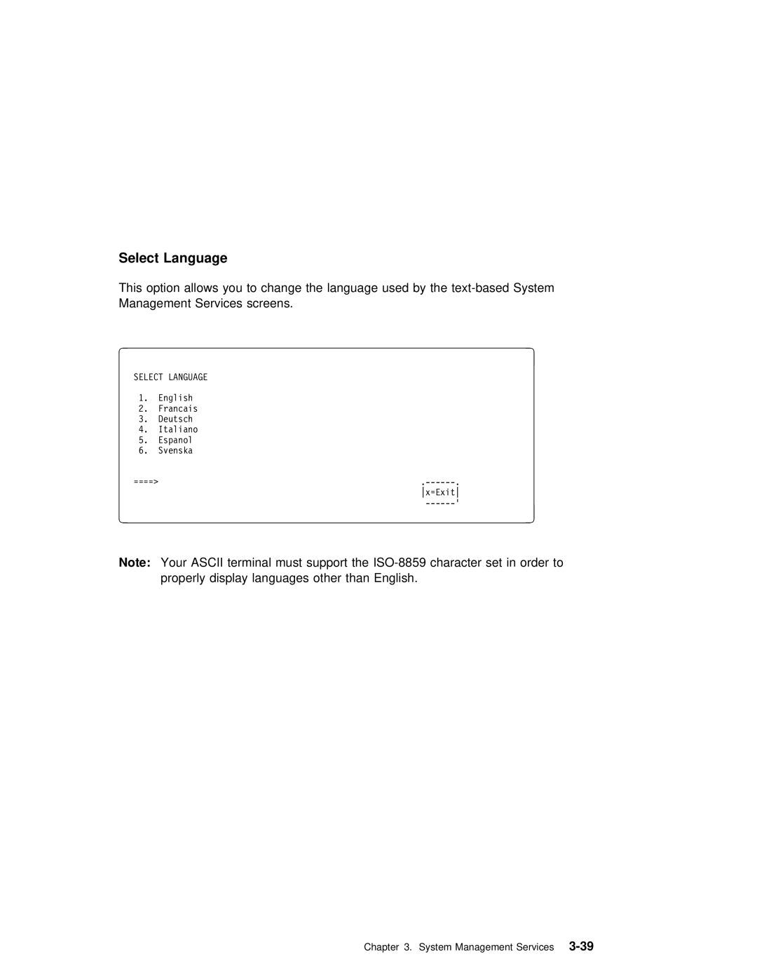 IBM RS/6000 7025 manual Select Language 