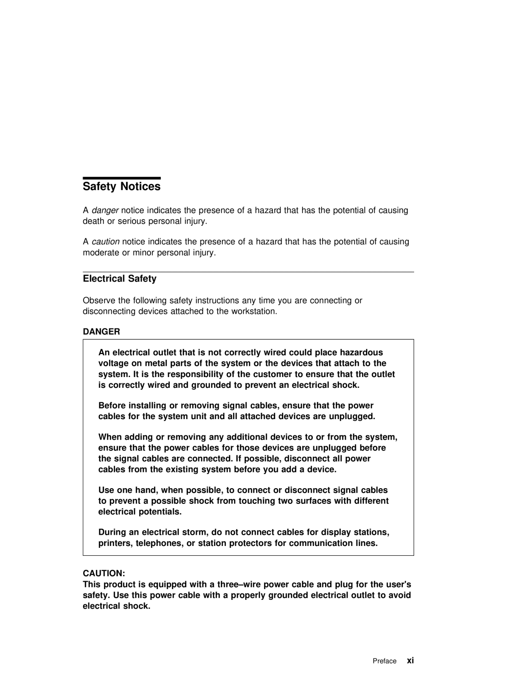 IBM RS/6000 7025 manual Electrical Safety 