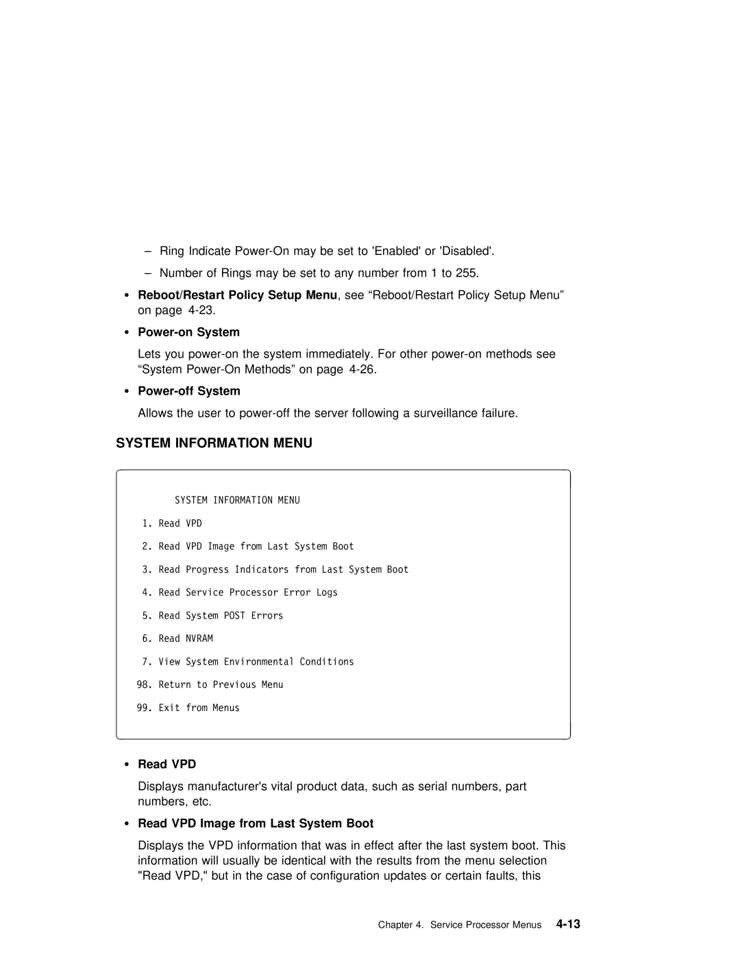 IBM RS/6000 7025 manual Power-off System, Read VPD Image from Last System Boot 