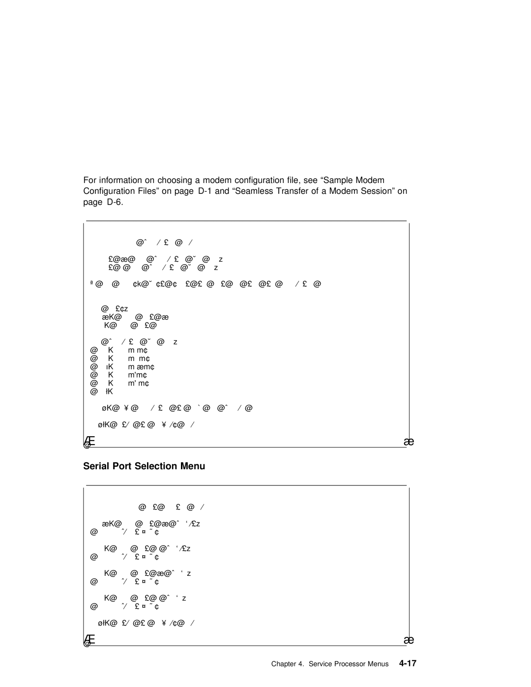 IBM RS/6000 7025 manual Serial Port Selection Menu 