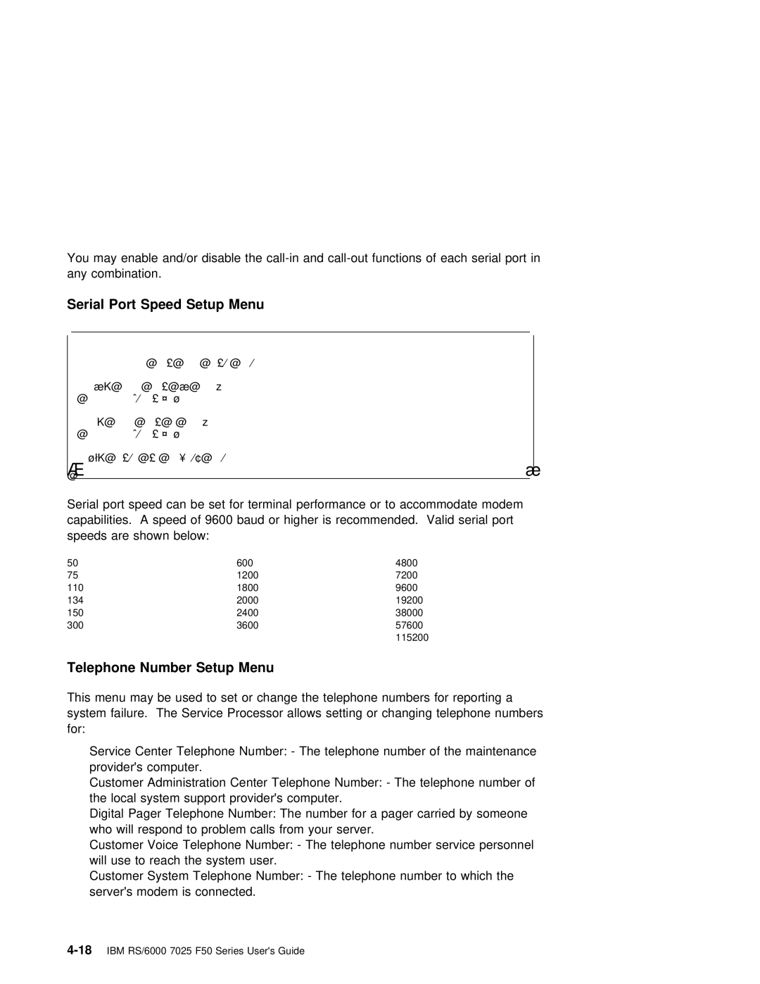 IBM RS/6000 7025 manual Port, Number Setup Menu 