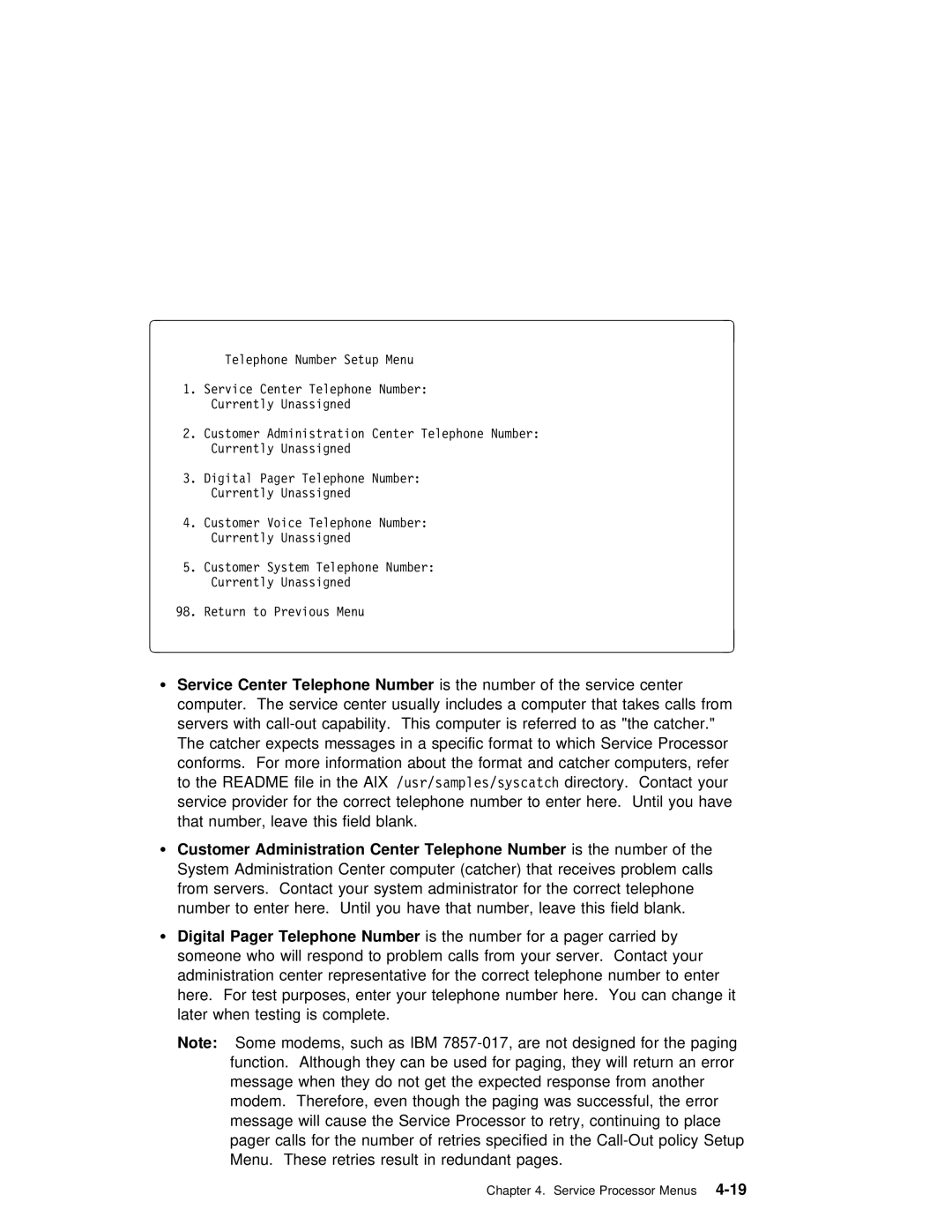 IBM RS/6000 7025 manual Number, Digital, Pager 