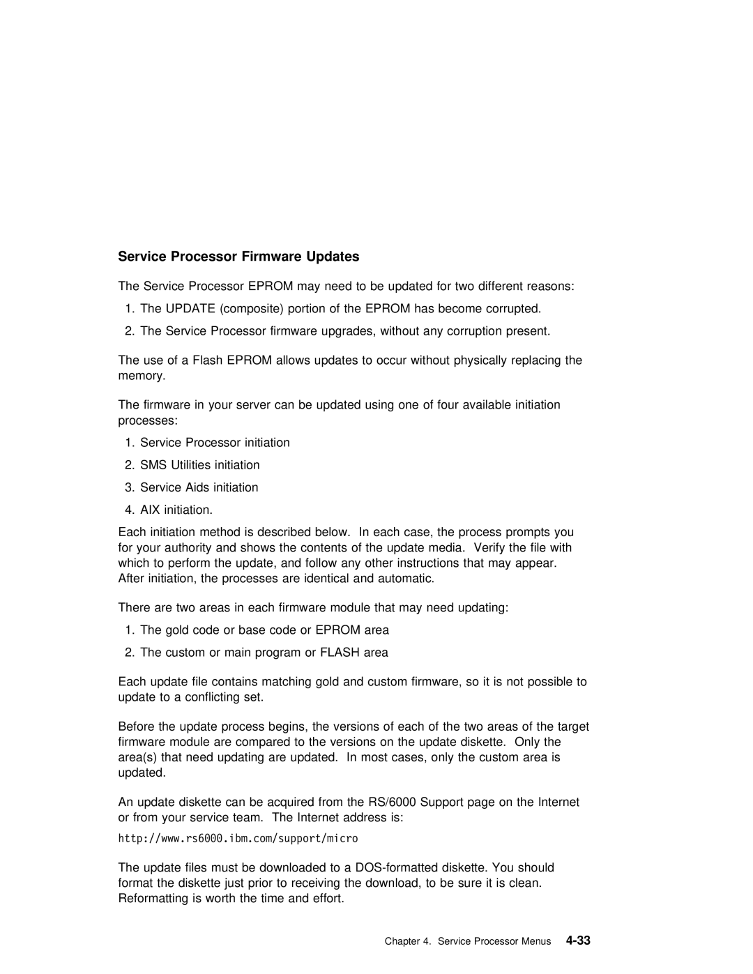 IBM RS/6000 7025 manual Service Processor Firmware Updates 