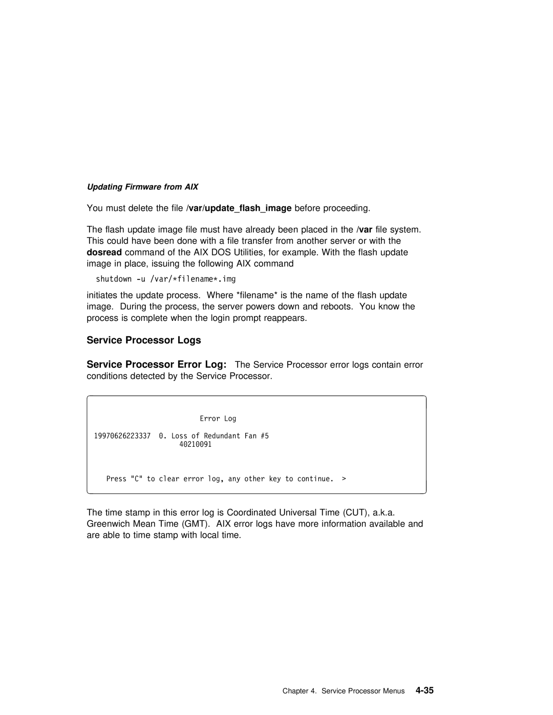 IBM RS/6000 7025 manual Shutdown -u /var/\filename\.img 