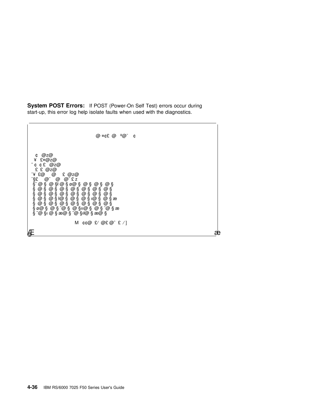 IBM RS/6000 7025 manual System Post Errors 