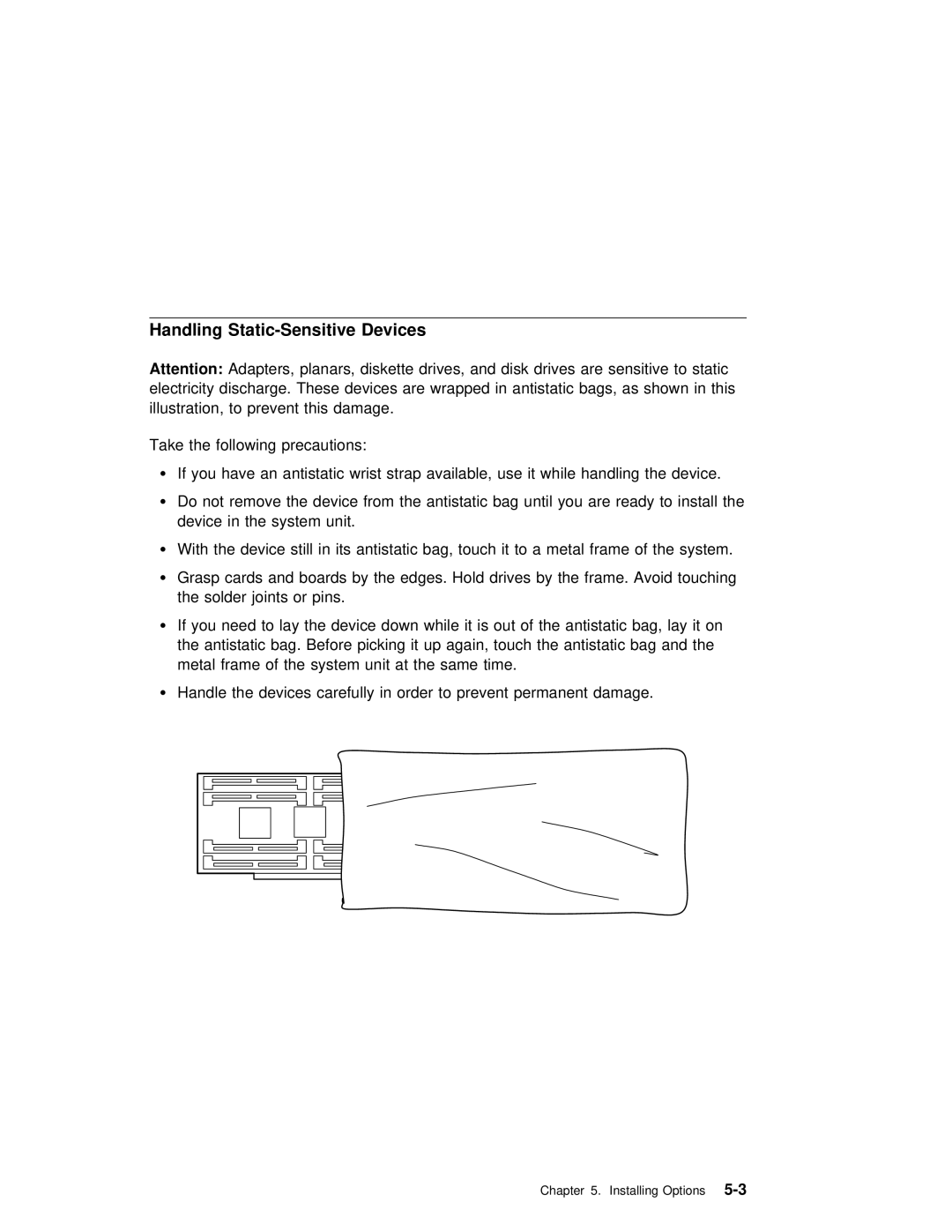 IBM RS/6000 7025 manual Handling Static-Sensitive Devices 