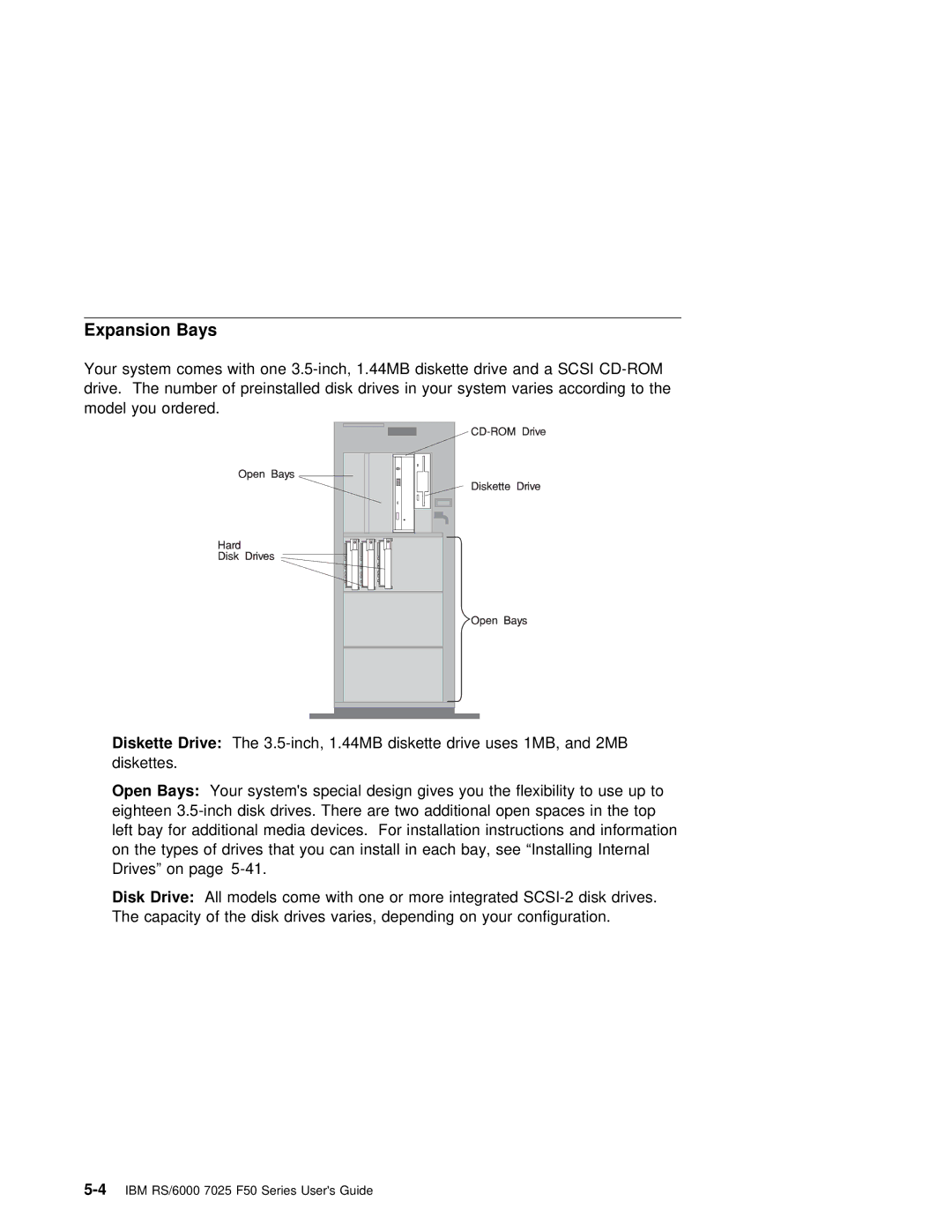 IBM RS/6000 7025 manual Expansion Bays 