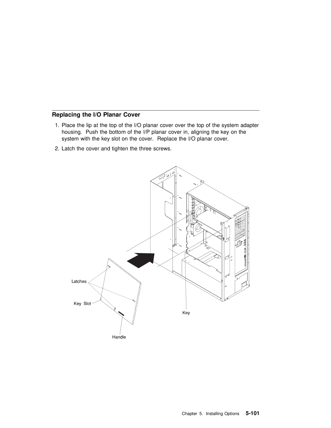 IBM RS/6000 7025 manual Replacing the I/O Planar Cover 