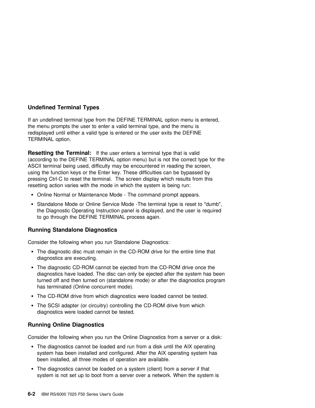 IBM RS/6000 7025 manual Running Standalone Diagnostics, Running Online Diagnostics 