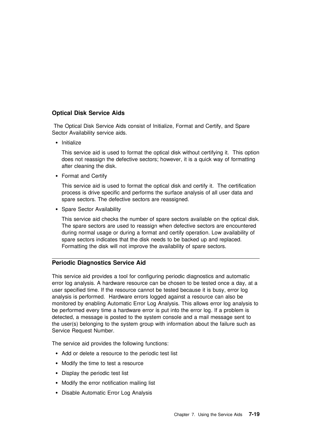 IBM RS/6000 7025 manual Optical Disk Service Aids, Diagnostics 