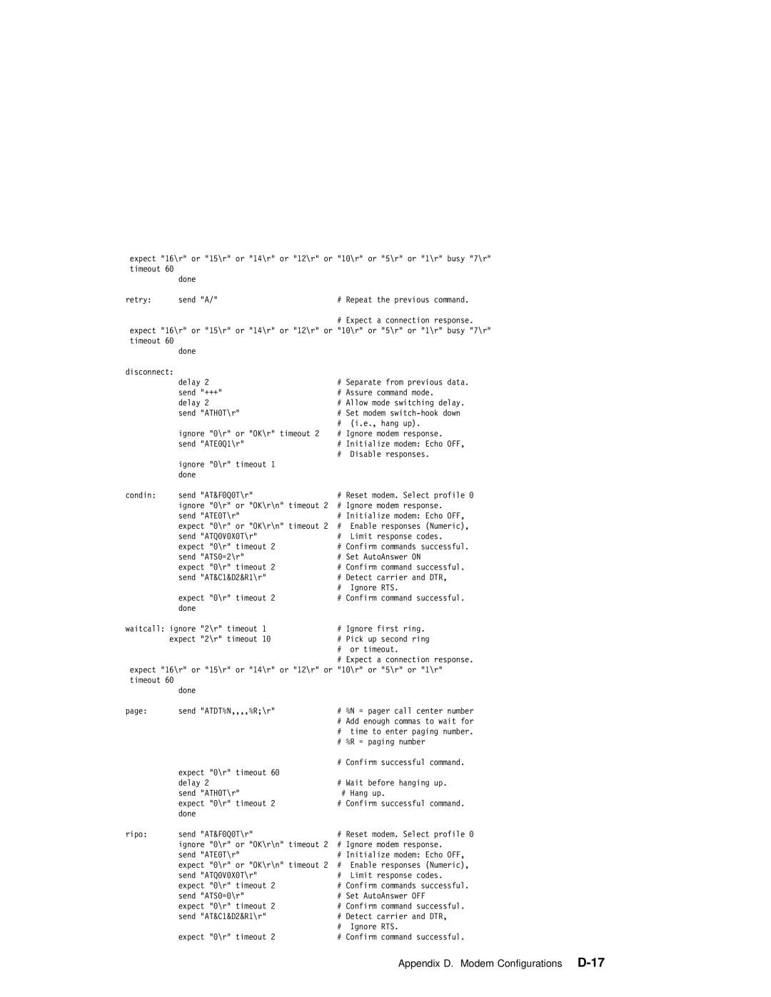 IBM RS/6000 7025 manual Appendix D. Modem ConfigurationsD-17 