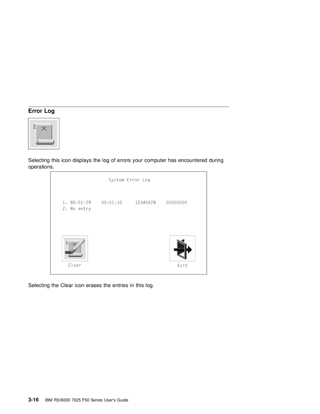 IBM RS/6000 7025 manual Error Log 