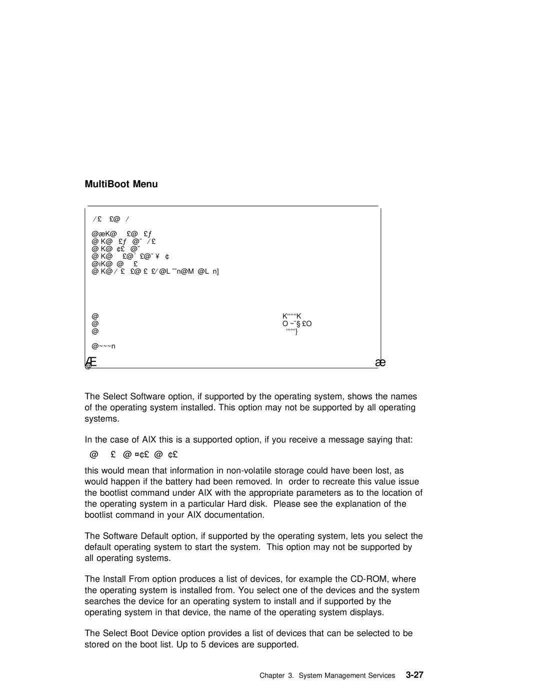 IBM RS/6000 7025 manual MultiBoot Menu, Aix 