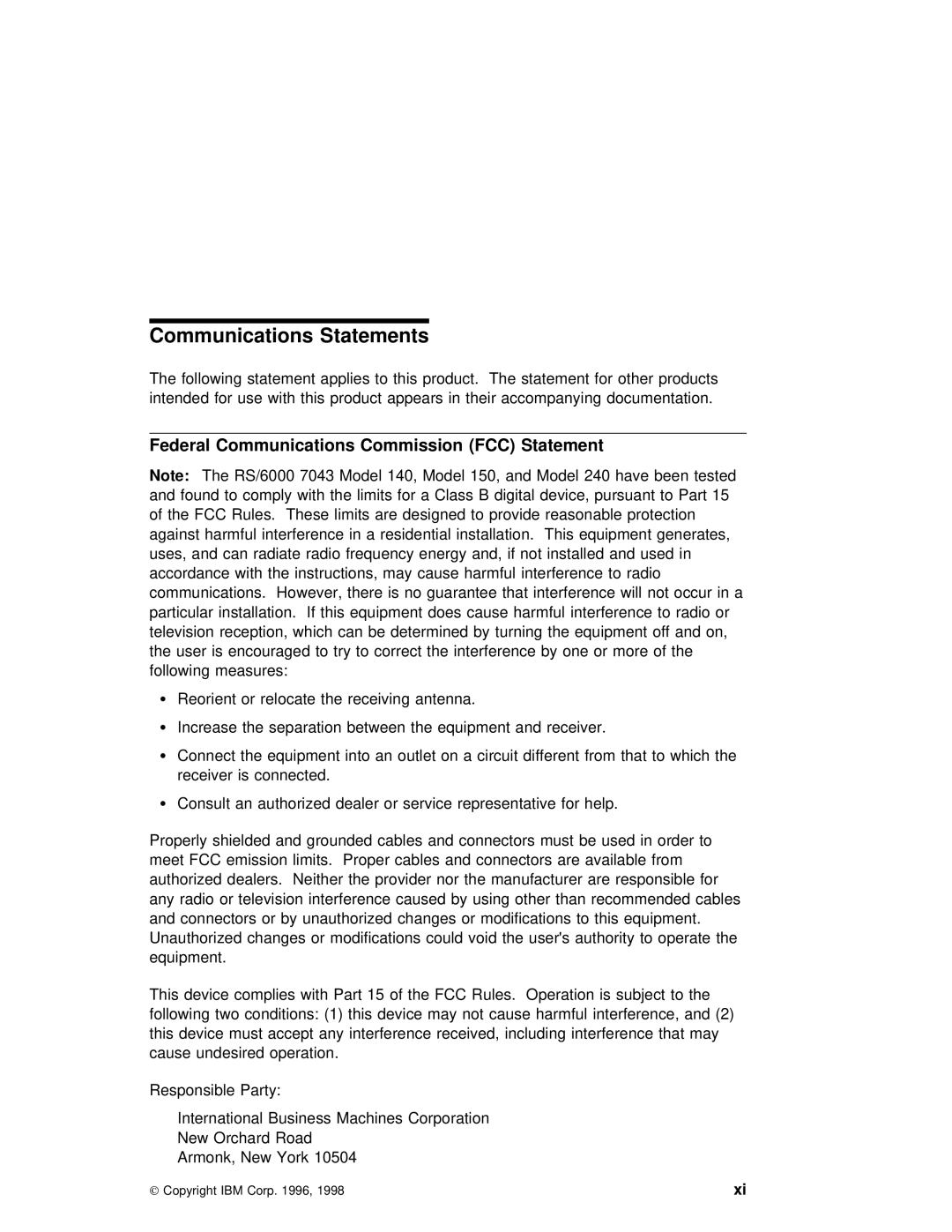 IBM RS/6000 7043 43P manual Communications Statements 