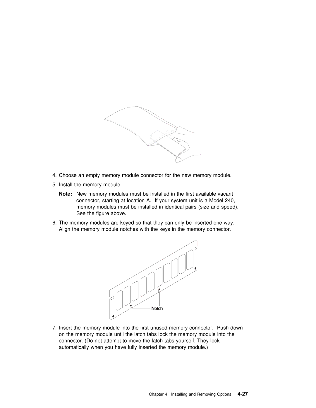 IBM RS/6000 7043 43P manual Installing and Removing4-27Options 