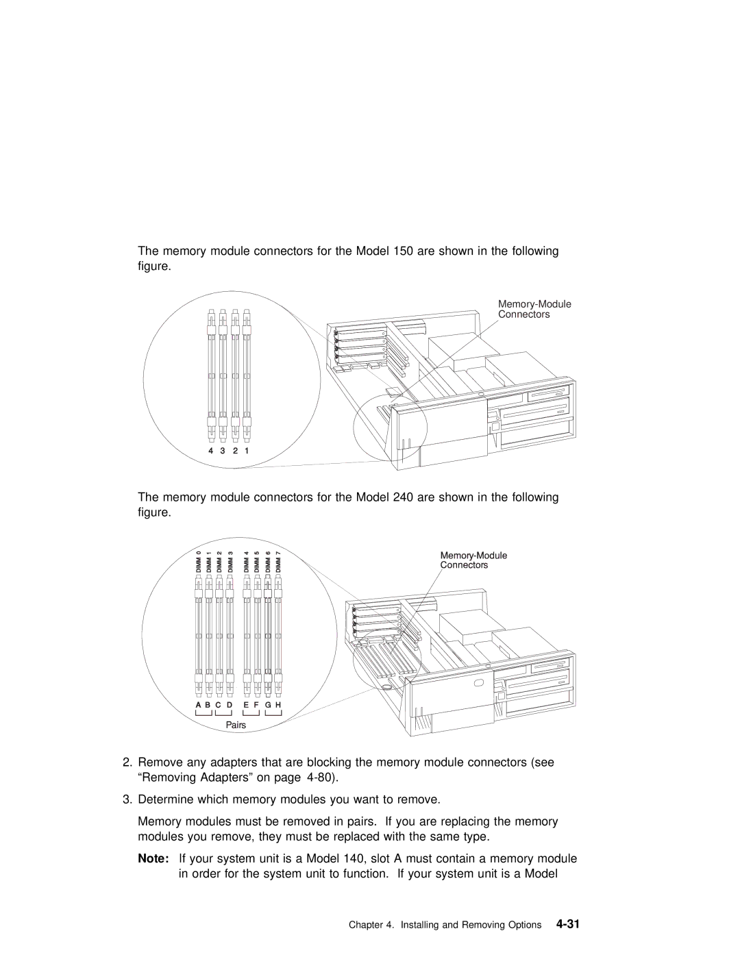 IBM RS/6000 7043 43P manual Installing and Removing4-31Options 