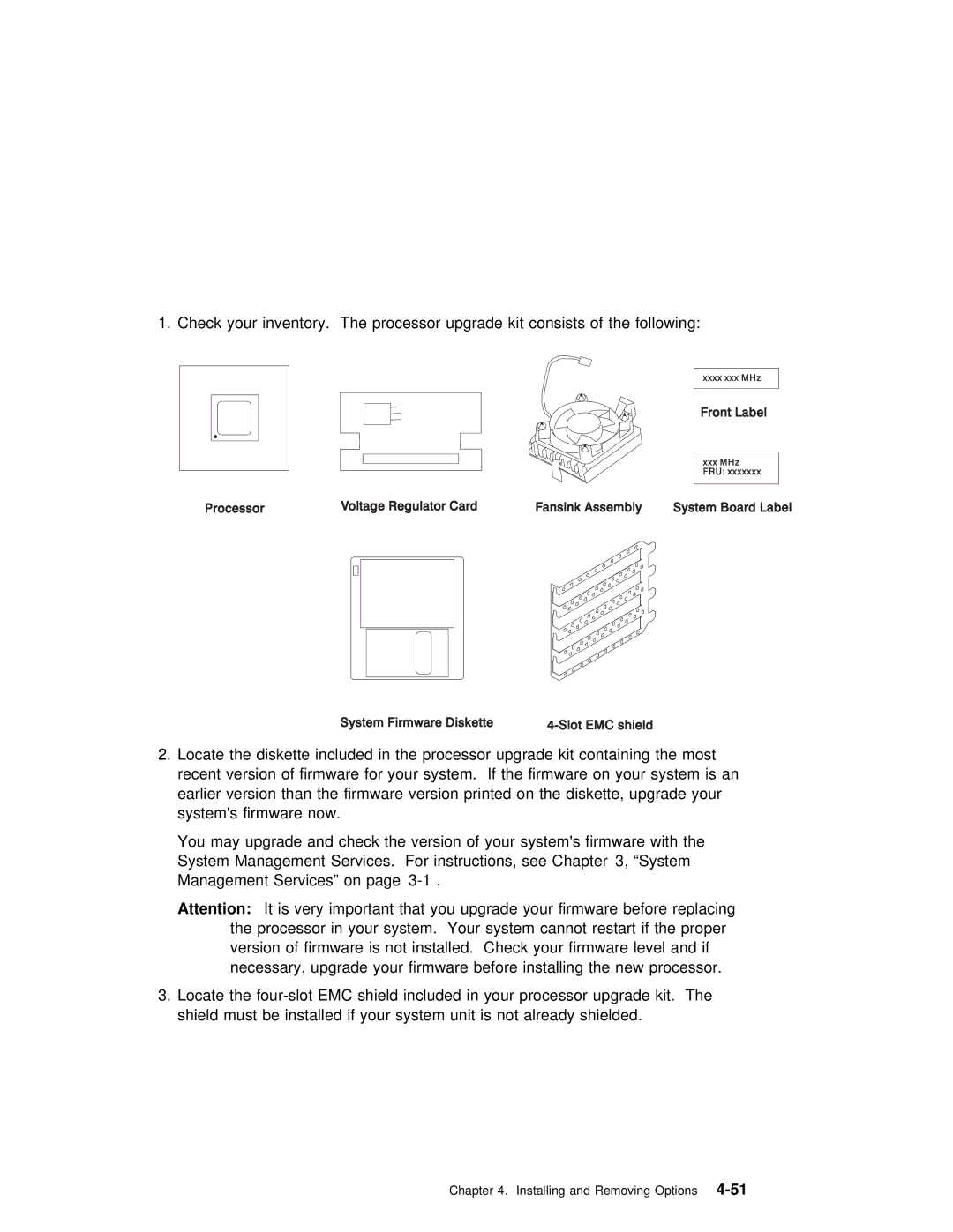 IBM RS/6000 7043 43P manual Installing and Removing4-51Options 