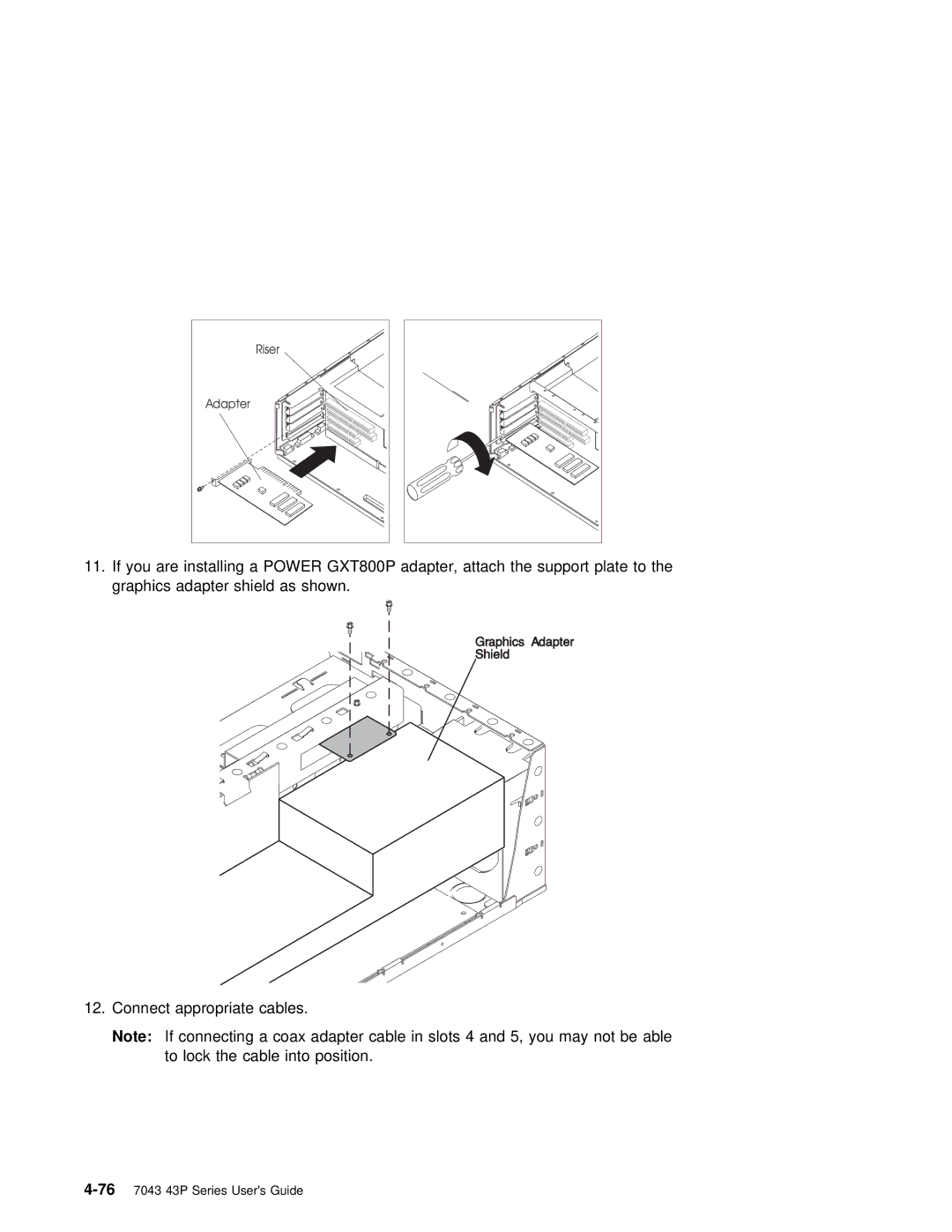 IBM RS/6000 7043 43P manual Riser Adapter 