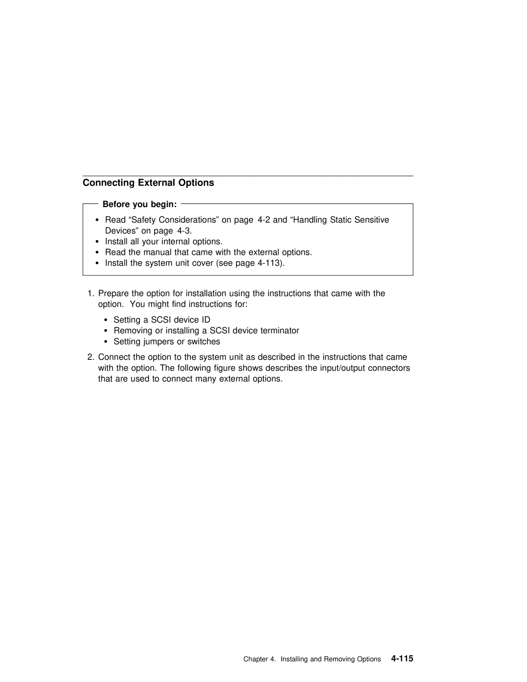 IBM RS/6000 7043 43P manual Connecting External Options 