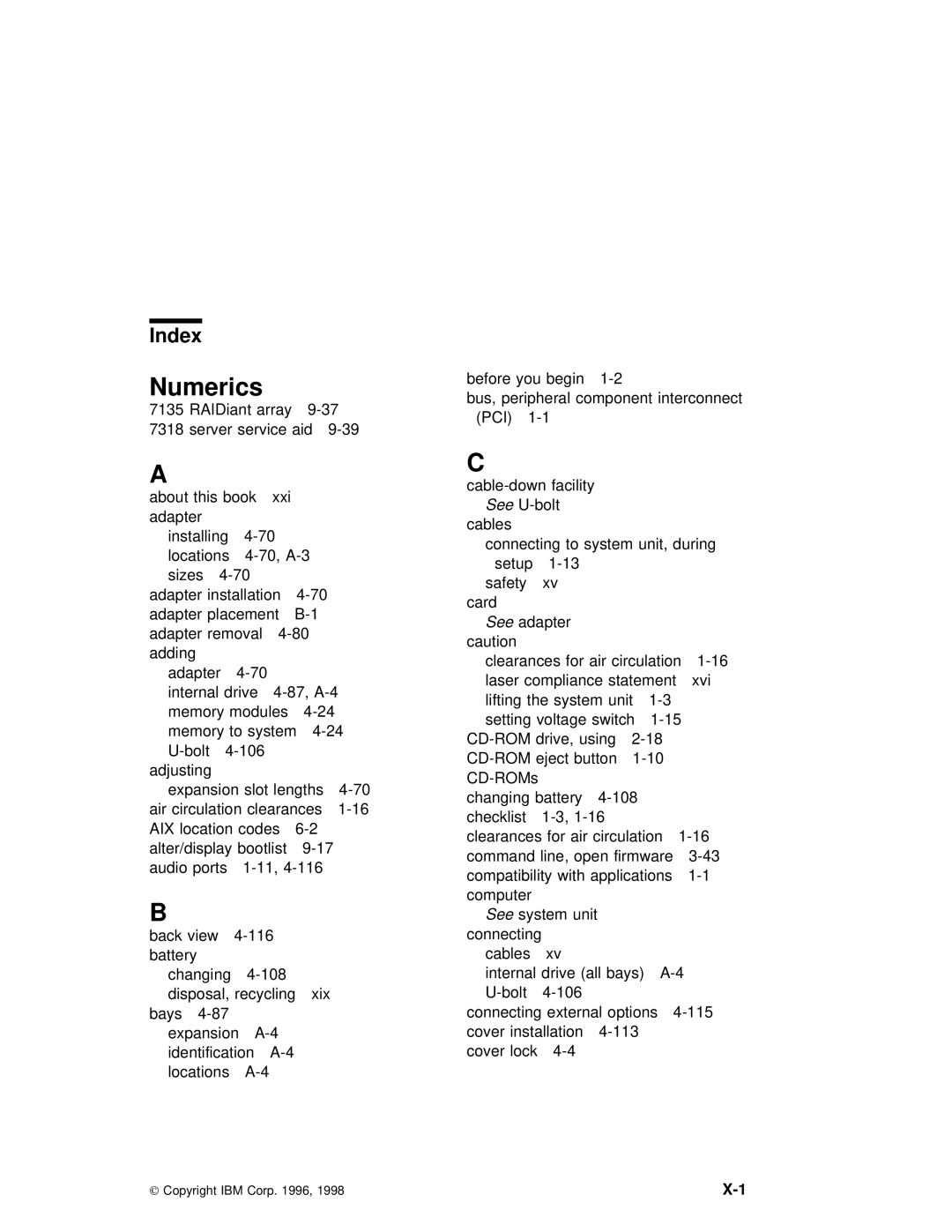 IBM RS/6000 7043 43P manual Numerics 