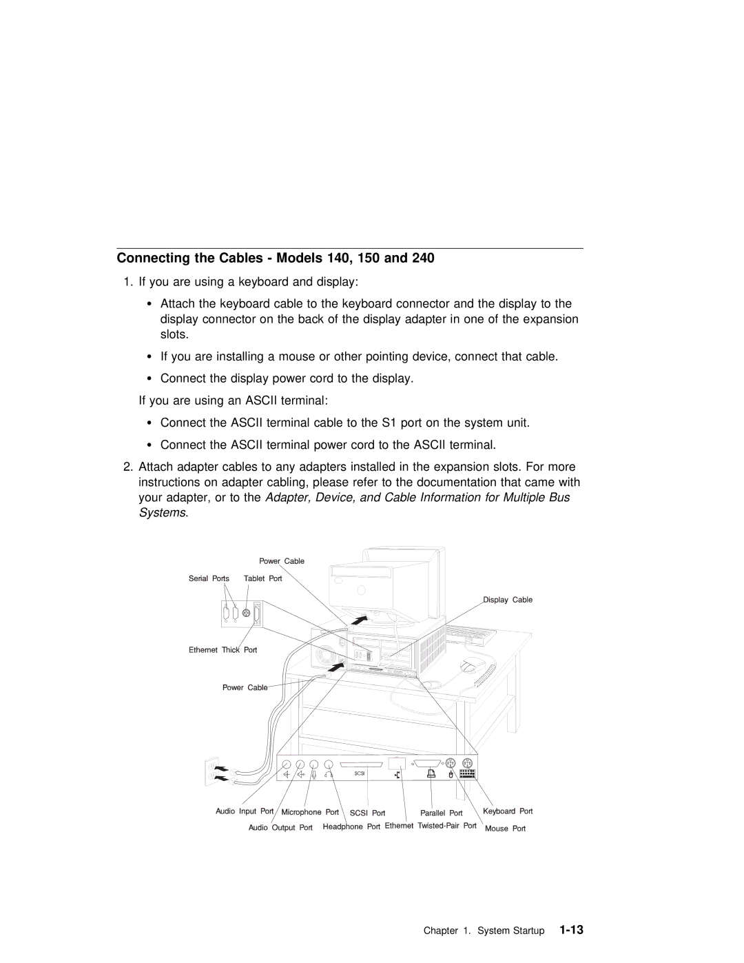 IBM RS/6000 7043 43P manual Connecting the Cables Models 140, 150 