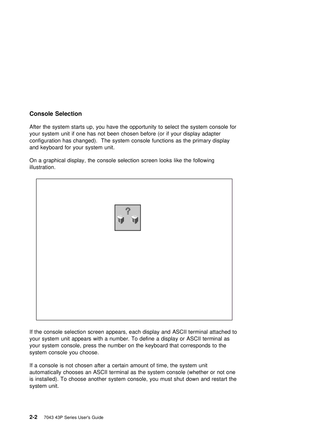 IBM RS/6000 7043 43P manual Console Selection 