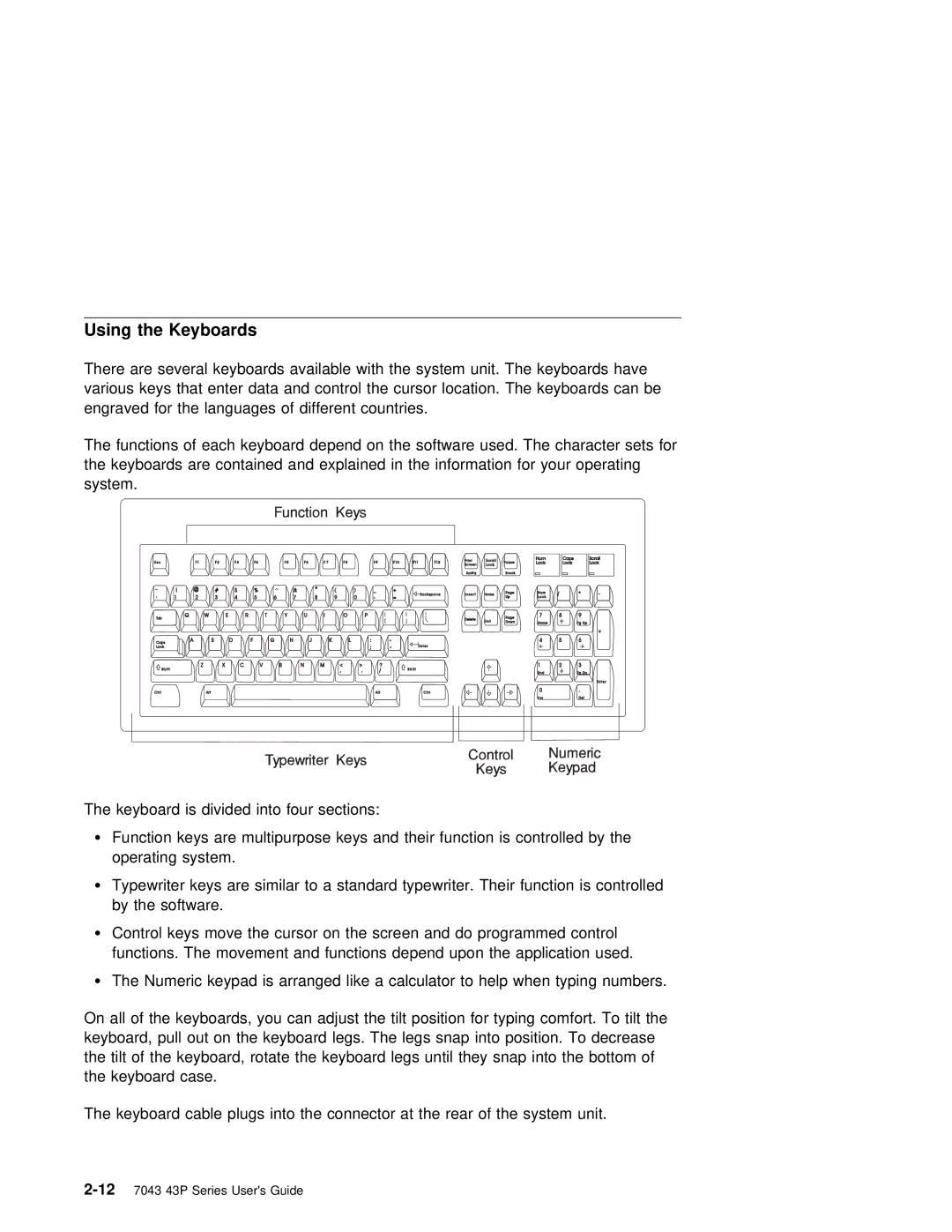 IBM RS/6000 7043 43P manual Using the Keyboards 