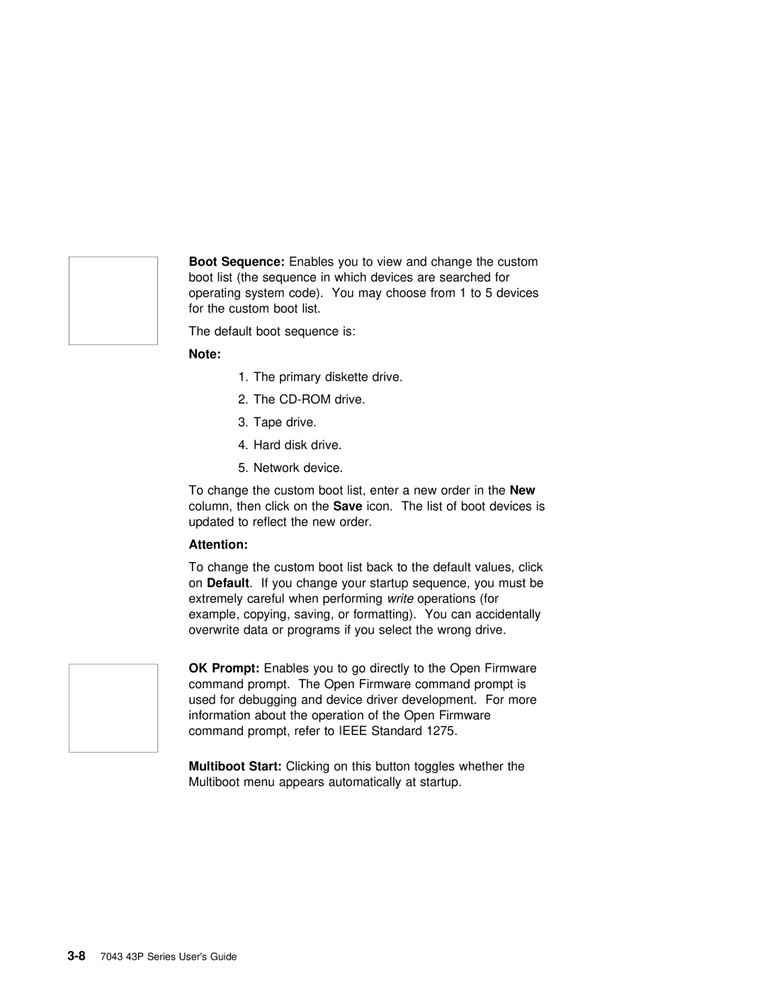 IBM RS/6000 7043 43P manual Boot, On Default 