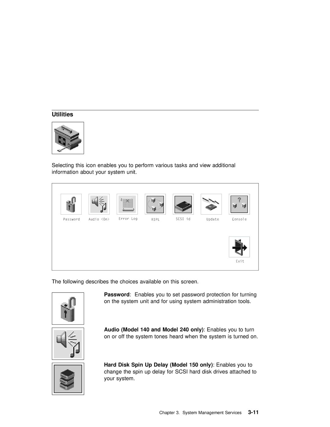 IBM RS/6000 7043 43P manual Utilities, Password 