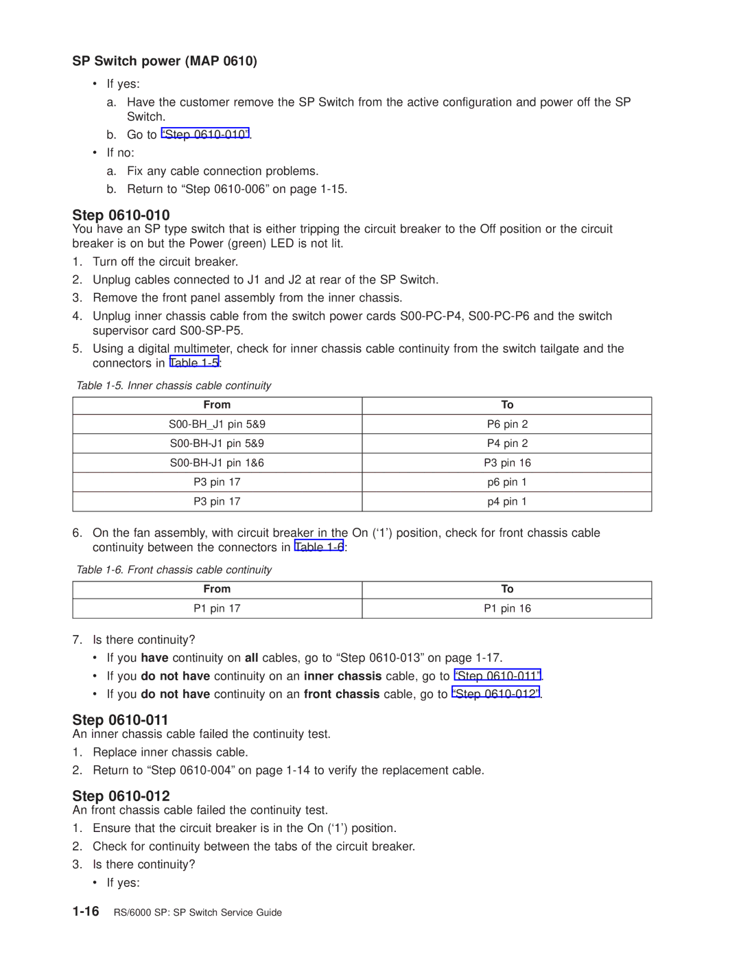 IBM RS/6000 SP manual From P1 pin 