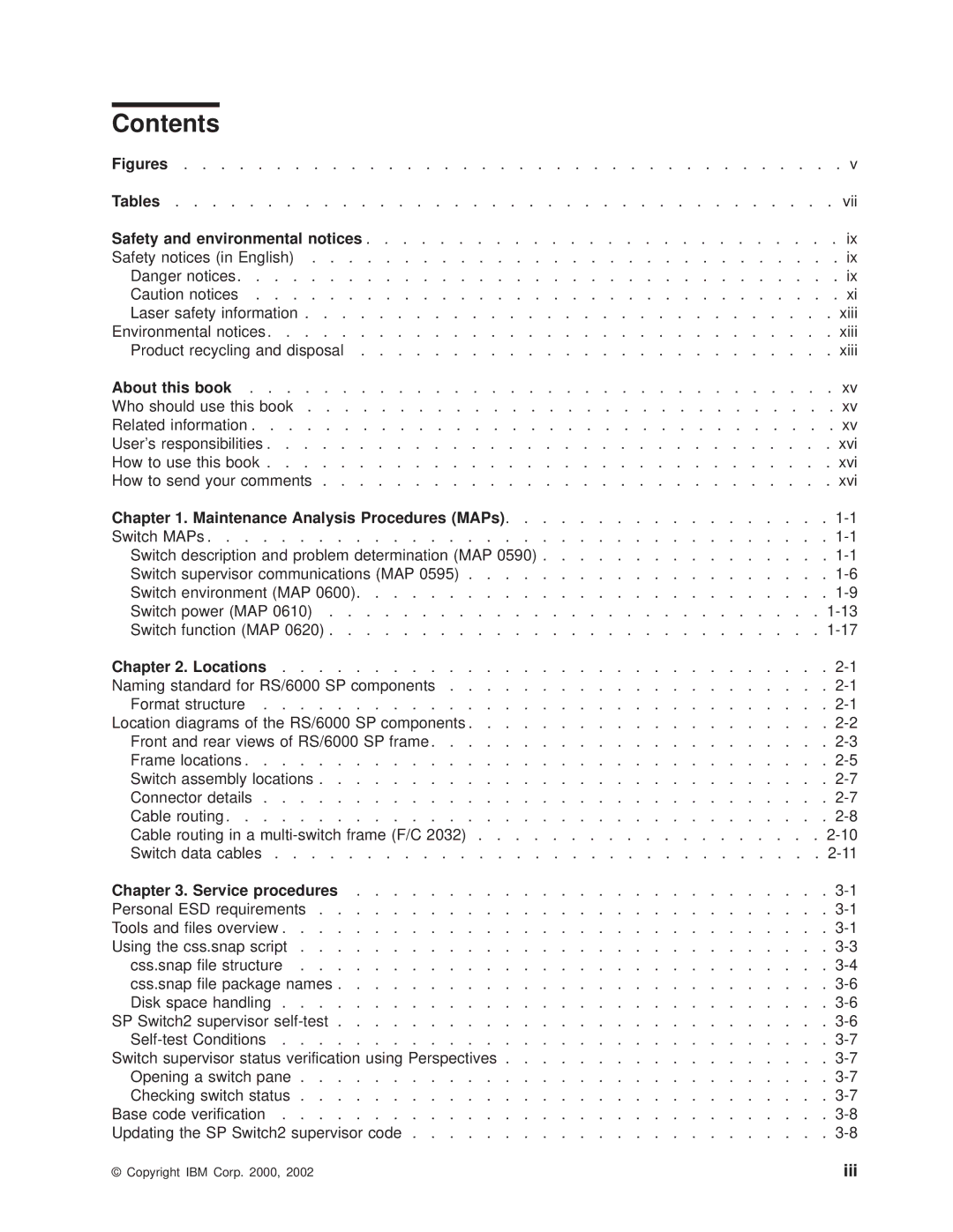 IBM RS/6000 SP manual Contents 