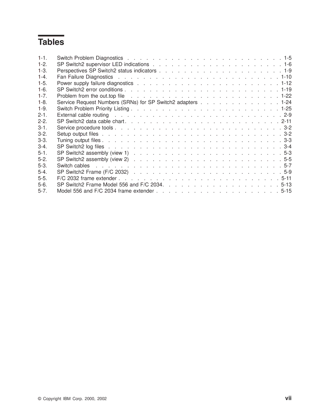 IBM RS/6000 SP manual Tables 