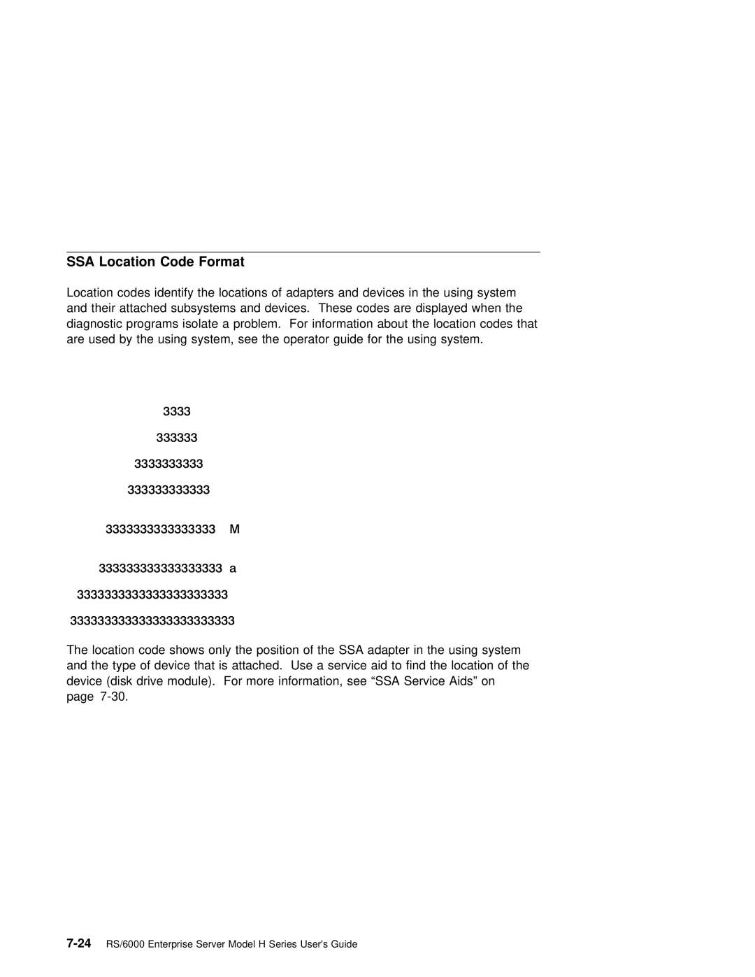 IBM RS/6000 manual SSA Location Code Format 