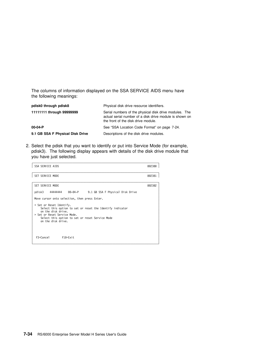 IBM RS/6000 manual Columns Information Displayed, Aids, Menu Have Following meanings, 11111111, 99999999 