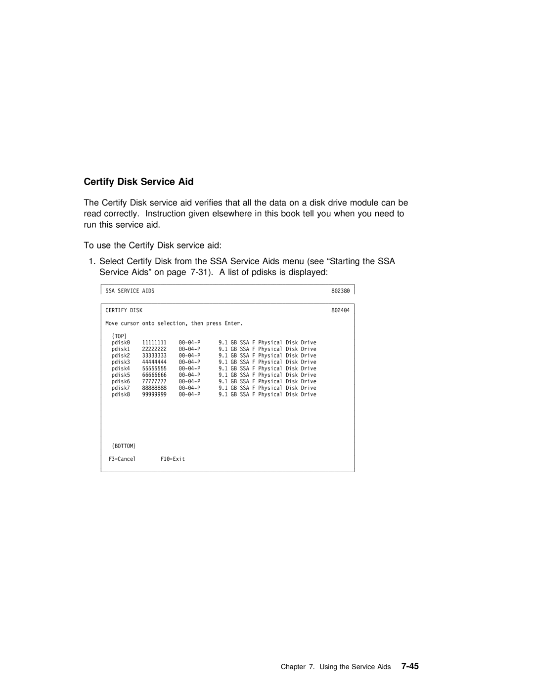 IBM RS/6000 manual Certify, Disk 