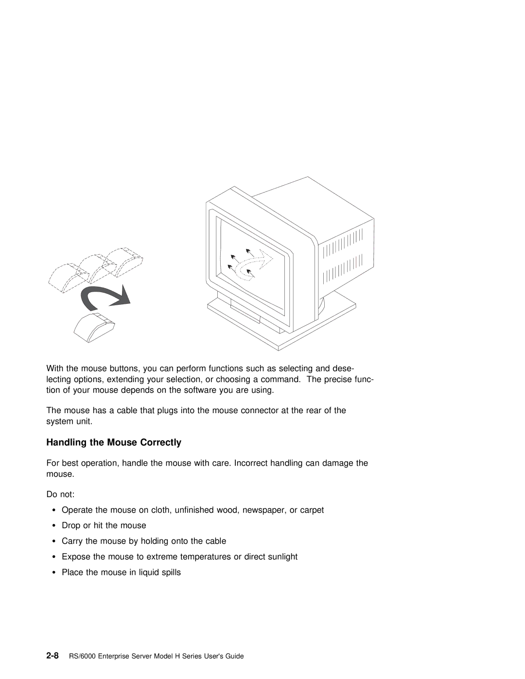 IBM RS/6000 manual Correctly, Has Cable That Plugs Into Mouse Connector Rear System Unit 