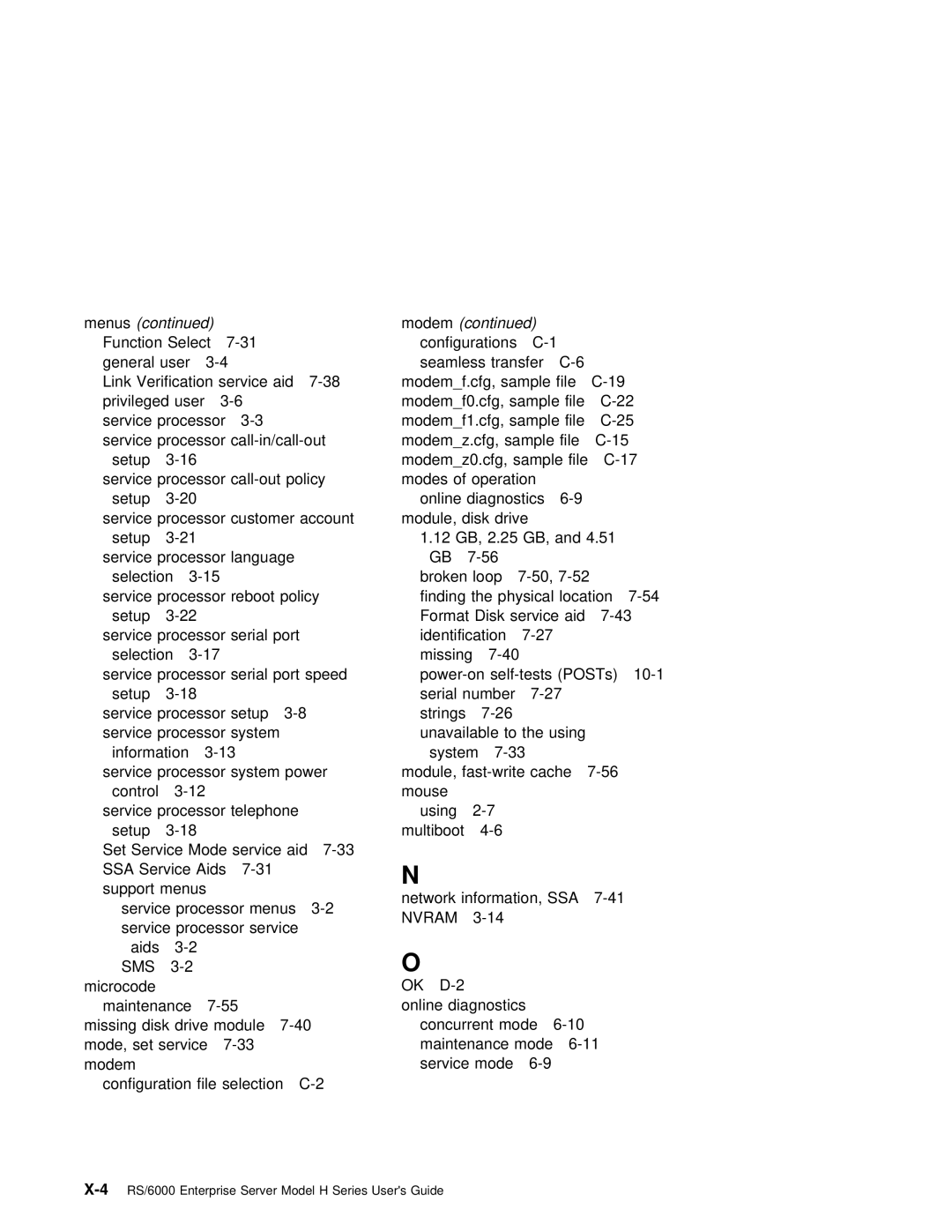 IBM RS/6000 manual Service Aids Support, Network Information, Nvram, Service Mode Configuration File Selection C-2 