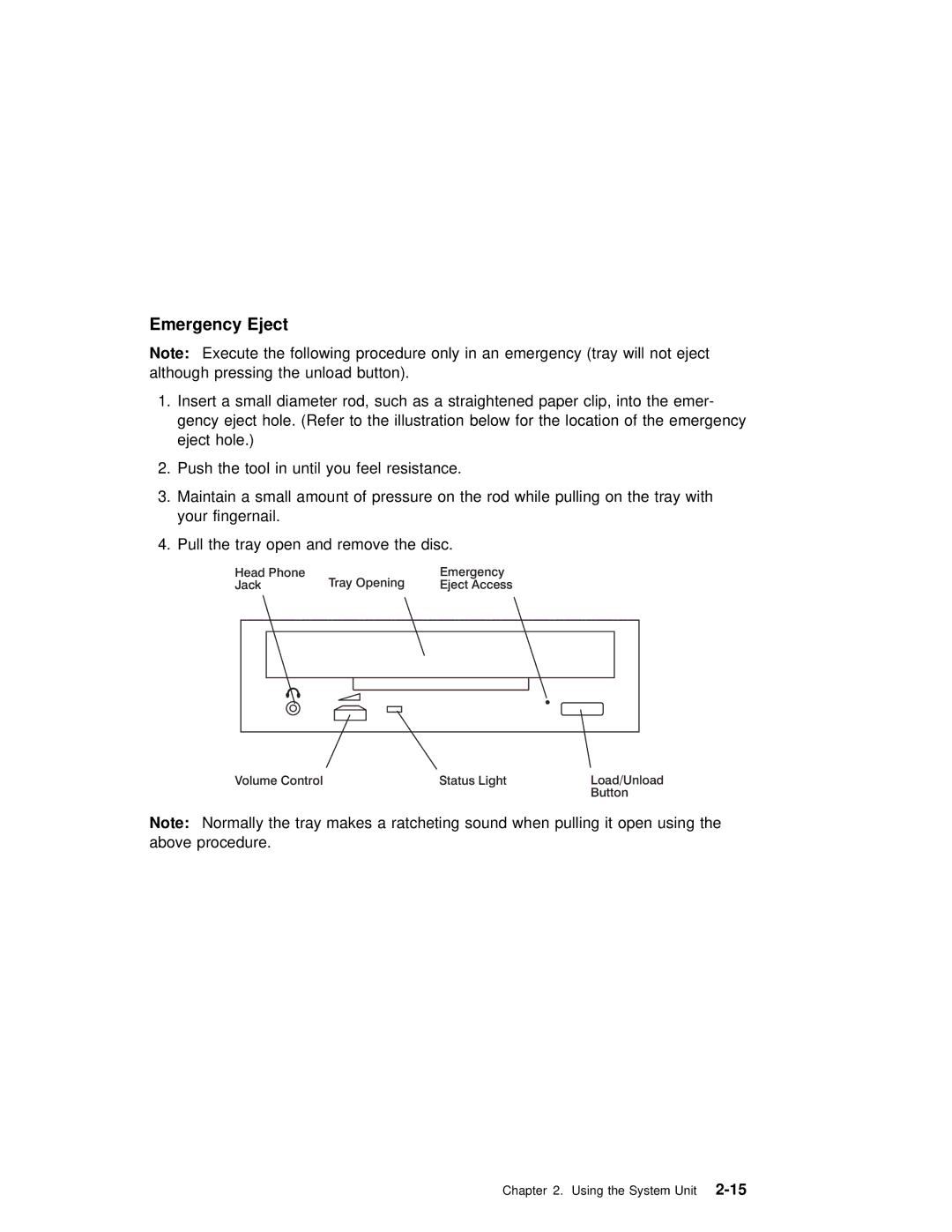 IBM RS/6000 manual Emergency Eject 