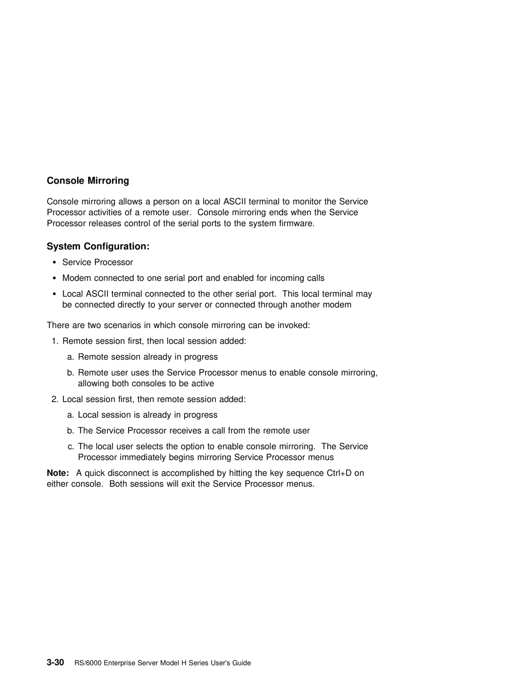 IBM RS/6000 manual Console Mirroring, System Configuration 