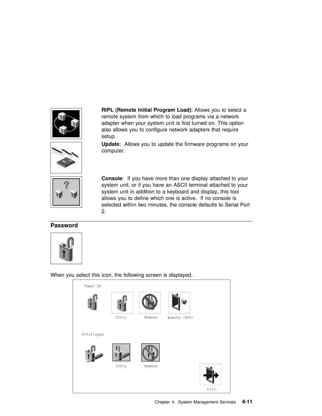 IBM RS/6000 manual Password, Remote Initial, Load 