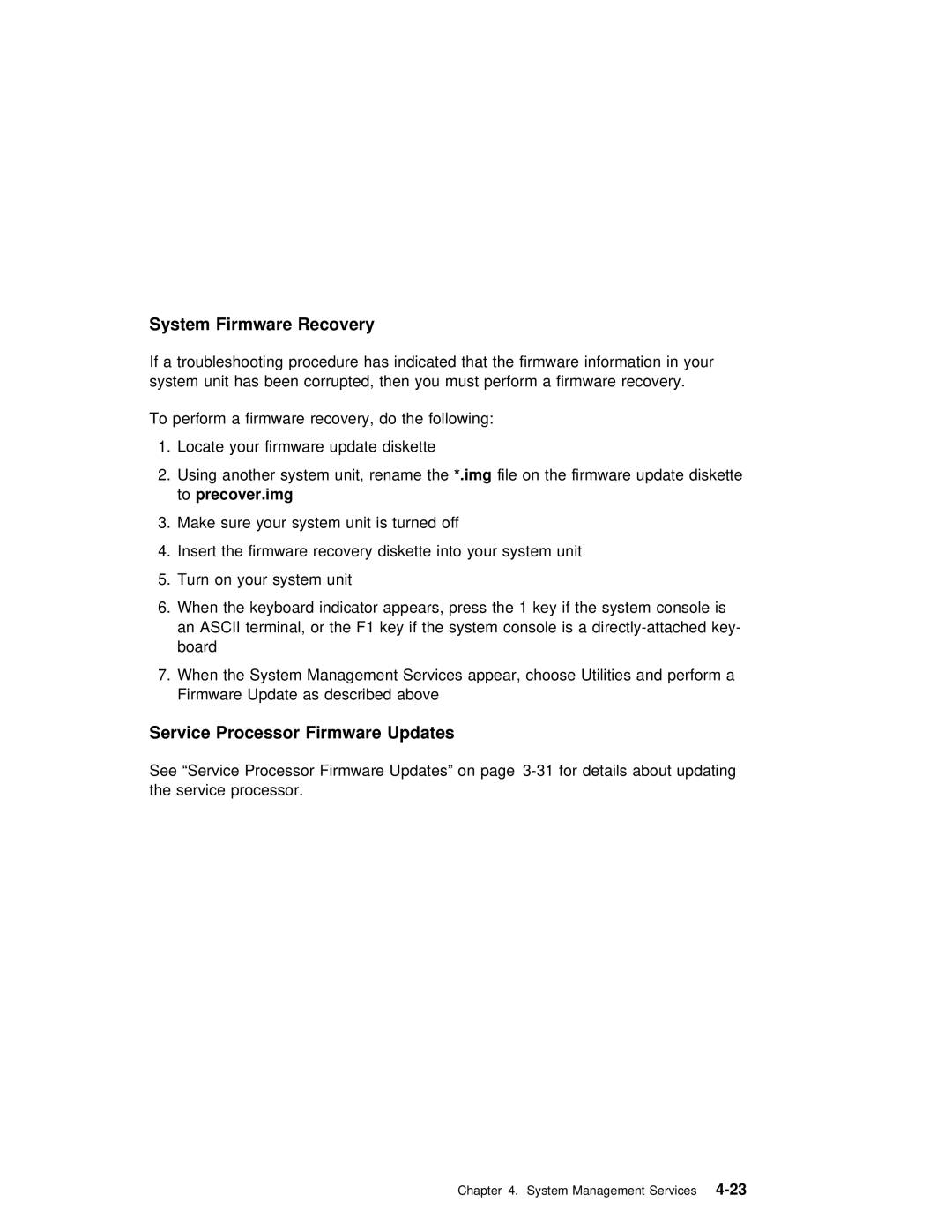 IBM RS/6000 manual System Firmware Recovery 