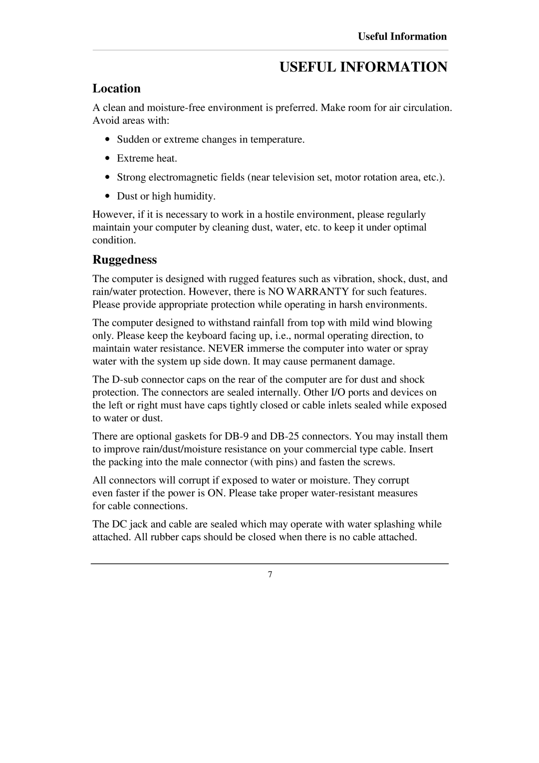 IBM RT-686EX manual Useful Information, Location, Ruggedness 