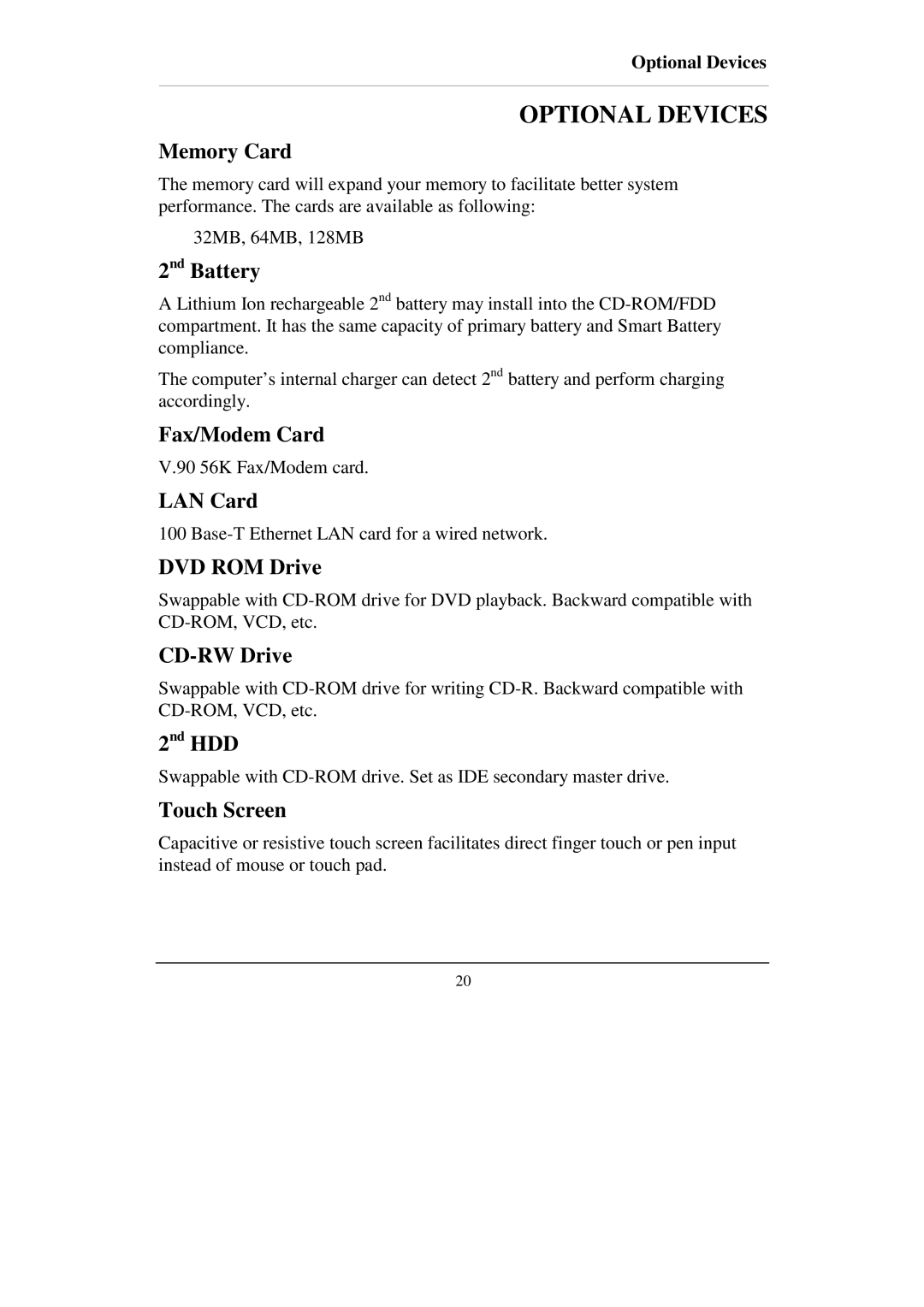 IBM RT-686EX manual Optional Devices 